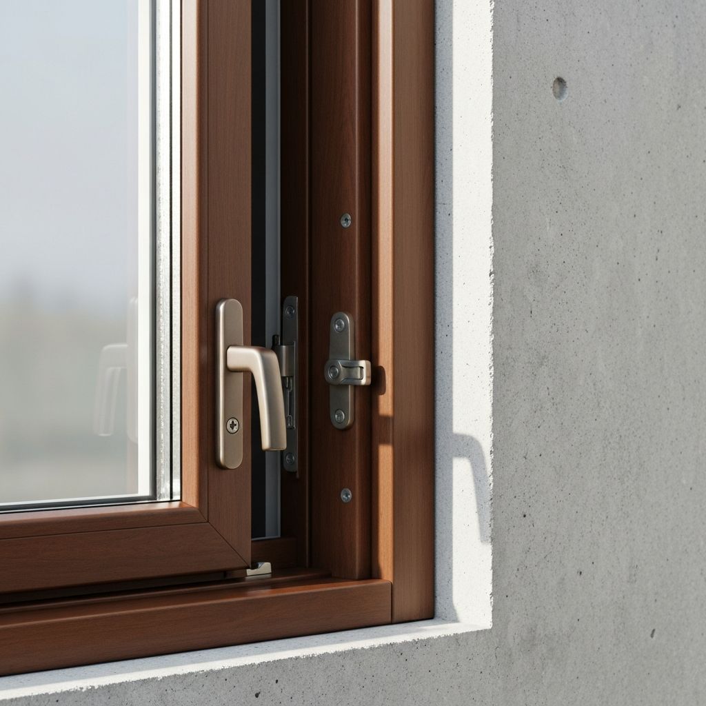 Premium PVC hinged window in dark walnut finish